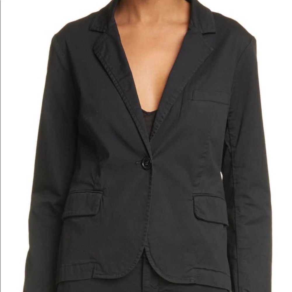 Nili Lotan Brad Jacket Blazer Black Single Button Cotton Twill Stretch‎ - 8